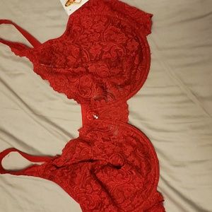 Red lace bra